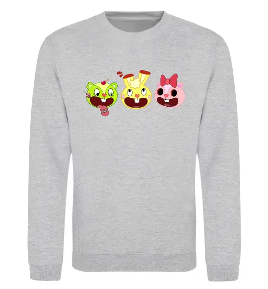 Свитшот Happy tree friends Серый меланж фото