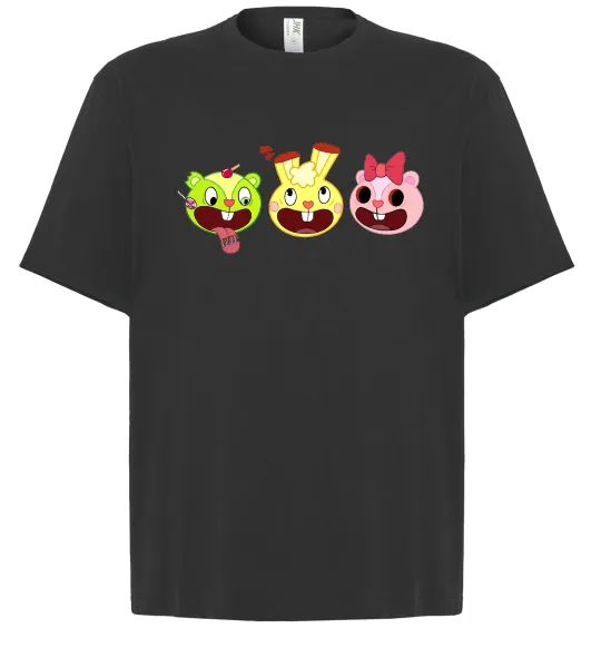 Футболка Оверсайз Happy tree friends Черный фото