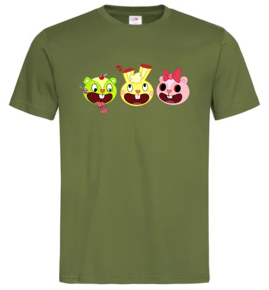 Мужская футболка Happy tree friends Оливковый фото