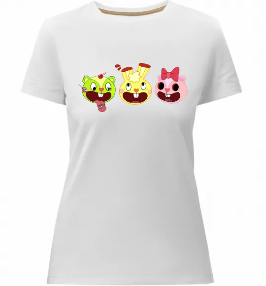 Женская премиум футболка Happy tree friends Белый фото