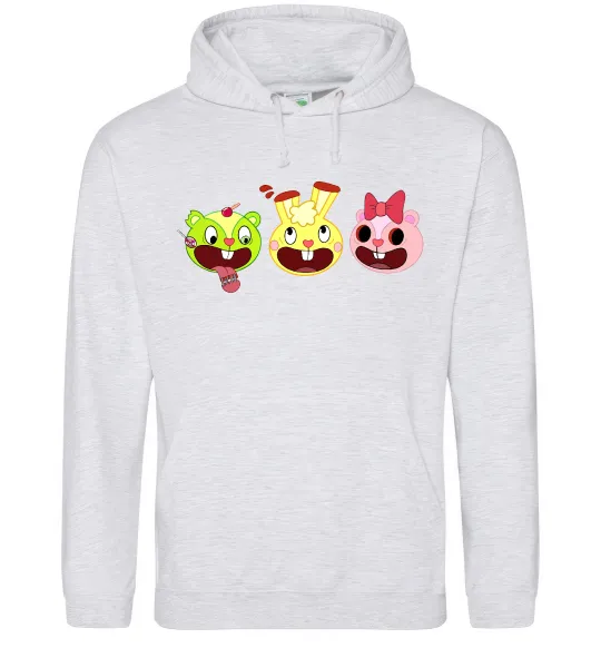Мужская толстовка (худи) Happy tree friends Серый меланж фото