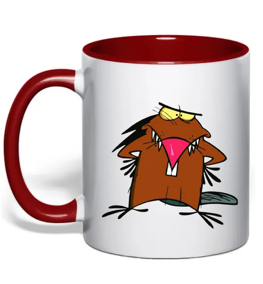 Чашка с цветной ручкой Dagget beaver Красный фото
