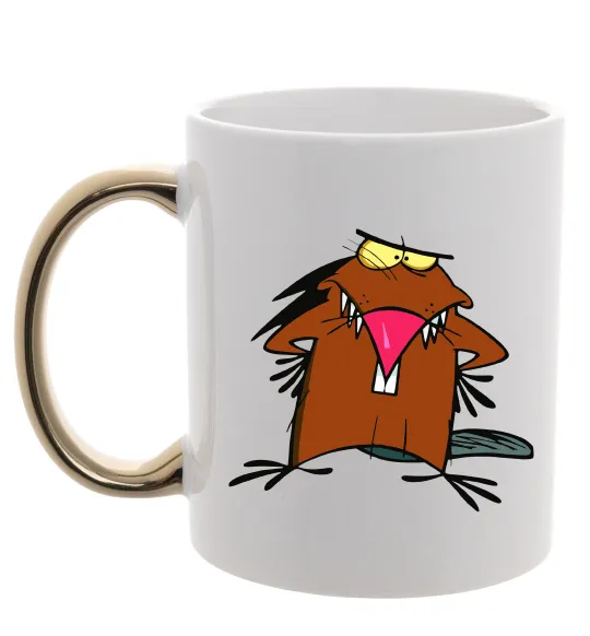 Чашка с цветной ручкой Dagget beaver Золото фото