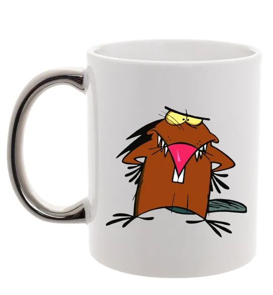 Чашка с цветной ручкой Dagget beaver Серебро фото