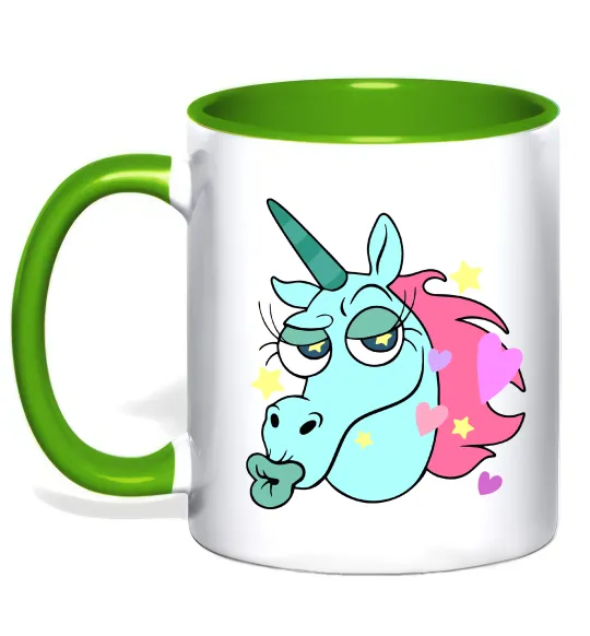 Чашка с цветной ручкой Pony Head Лаймовый фото