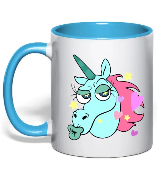 Чашка с цветной ручкой Pony Head Голубой фото