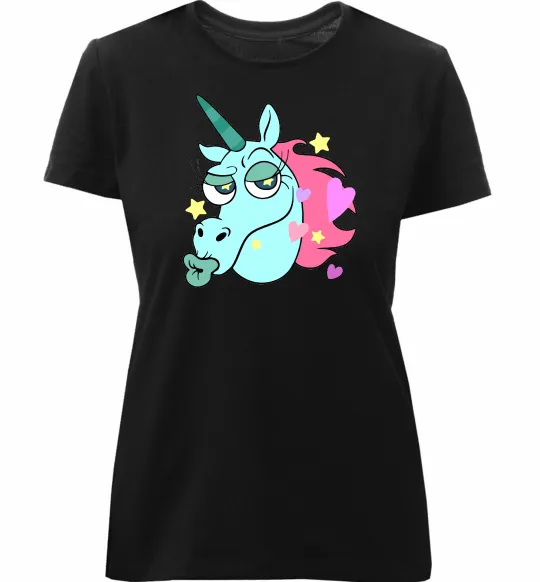 Женская премиум футболка Pony Head Черный фото