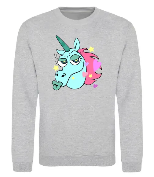 Свитшот Pony Head Серый меланж фото