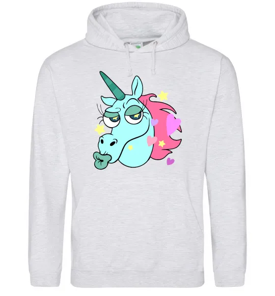 Женская толстовка (худи) Pony Head Серый меланж фото