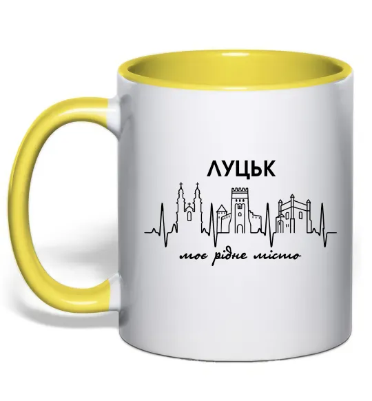 Чашка з кольоровою ручкою Луцьк моє рідне місто Лимонний фото