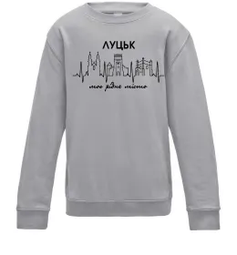 Дитячий світшот Луцьк моє рідне місто Сірий меланж фото