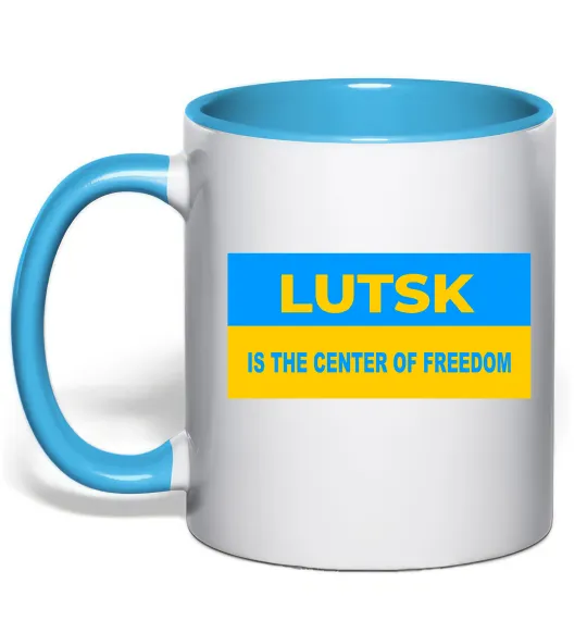 Чашка з кольоровою ручкою Lutsk center of freedom Блакитний фото