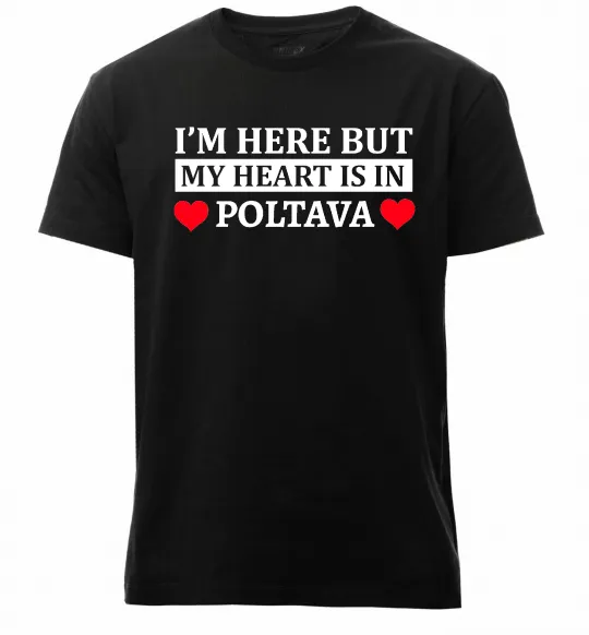 Мужская премиум футболка My heart in Poltava Черный фото