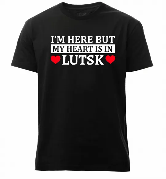 Чоловіча преміум футболка My heart in Lutsk Чорний фото