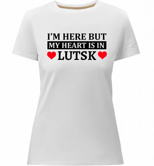 Жіноча преміум футболка My heart in Lutsk Білий фото