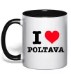 Чашка з кольоровою ручкою I love Poltava Чорний Чашка з кольоровою ручкою I love Poltava Чорний фото