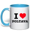 Чашка з кольоровою ручкою I love Poltava Блакитний Чашка з кольоровою ручкою I love Poltava Блакитний фото