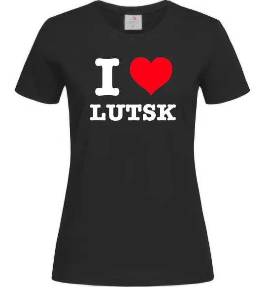 Жіноча футболка I love Lutsk Чорний фото