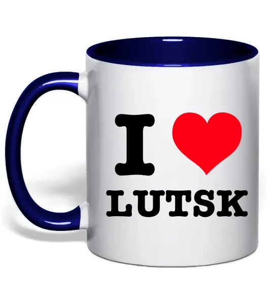 Чашка с цветной ручкой I love Lutsk Глубокий темно-синий фото