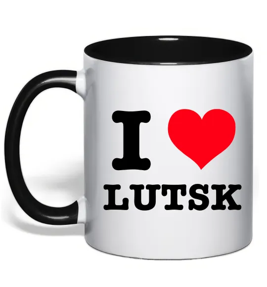 Чашка с цветной ручкой I love Lutsk Черный фото