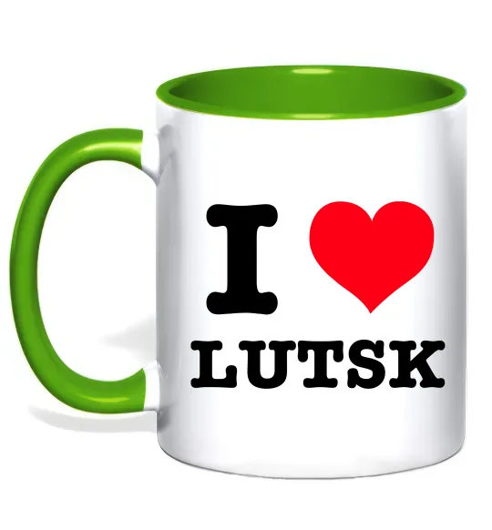 Чашка с цветной ручкой I love Lutsk Лаймовый фото