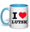 Чашка с цветной ручкой I love Lutsk Голубой фото