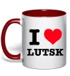 Чашка с цветной ручкой I love Lutsk Красный фото