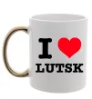 Чашка с цветной ручкой I love Lutsk Золото фото