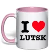 Чашка с цветной ручкой I love Lutsk Нежно розовый фото