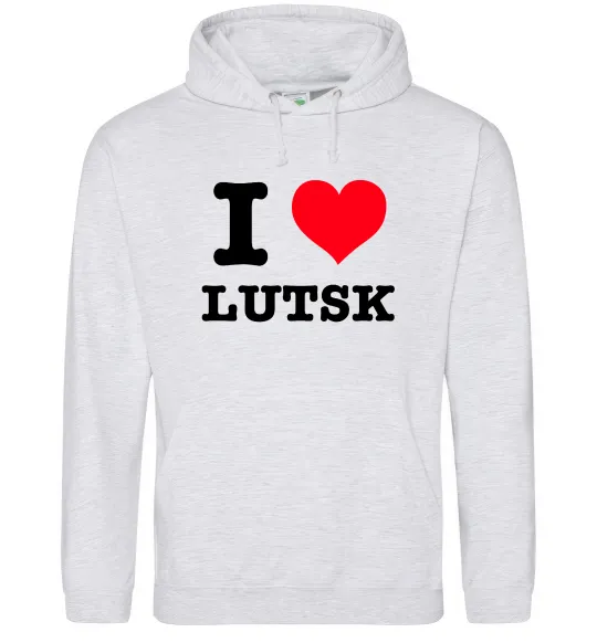 Чоловіча толстовка (худі) I love Lutsk Сірий меланж фото