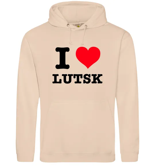 Чоловіча толстовка (худі) I love Lutsk Пісочний фото