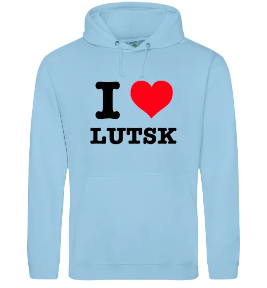 Чоловіча толстовка (худі) I love Lutsk Блакитний фото