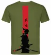 Мужская футболка Аніме самурай Оливковый фото