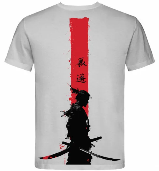 Мужская футболка Аніме самурай Серый фото