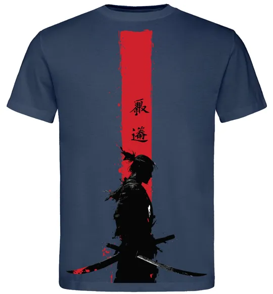 Мужская футболка Аніме самурай Темно-синий фото
