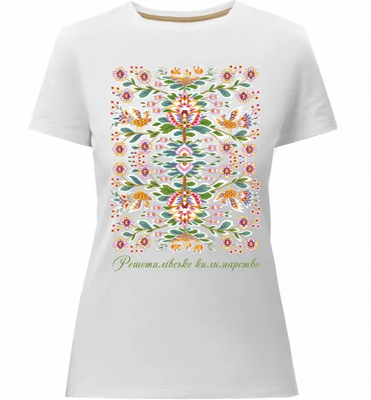 Женская премиум футболка Решетилівське килимарство Белый фото
