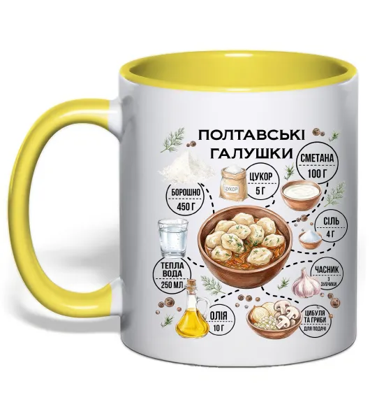 Чашка с цветной ручкой Галушки рецепт Лимонный фото