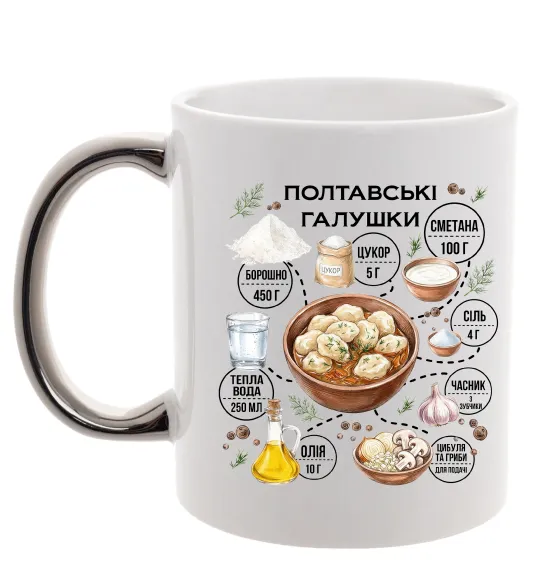Чашка с цветной ручкой Галушки рецепт Серебро фото
