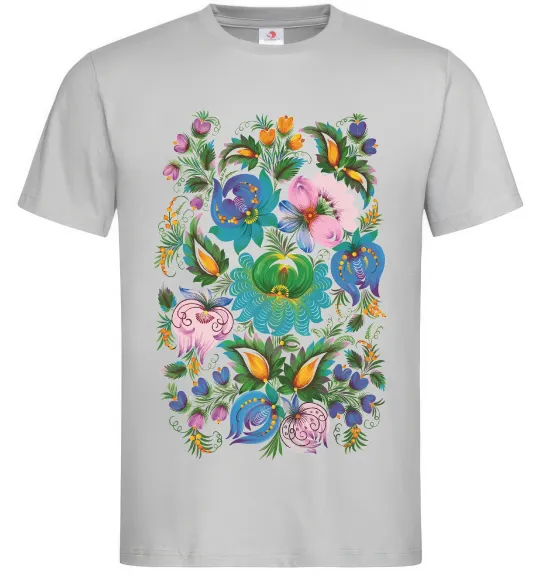 Мужская футболка Петриківський розпис Серый фото