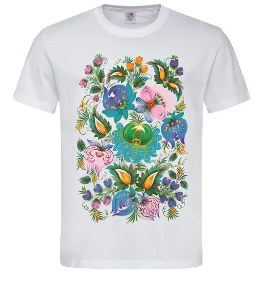 Мужская футболка Петриківський розпис Белый фото