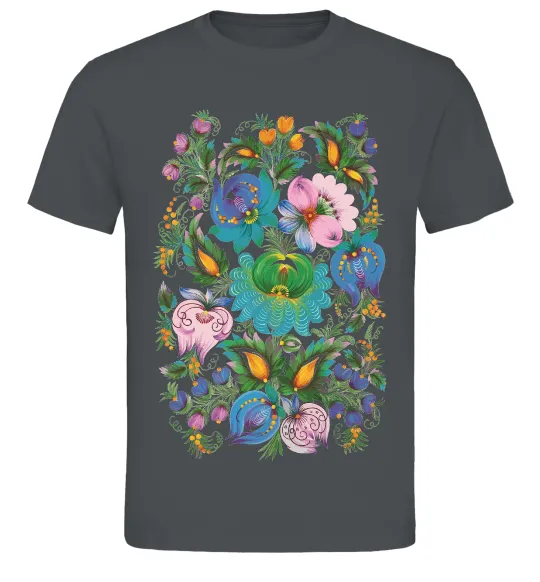 Мужская футболка Петриківський розпис Графит фото