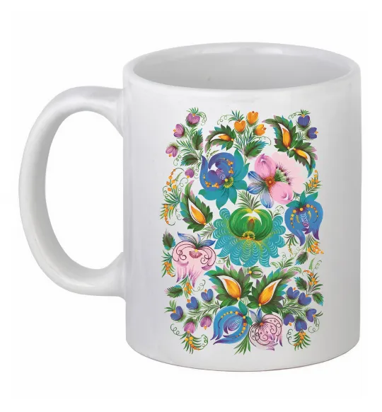 Чашка керамическая Петриківський розпис Белый фото