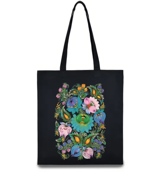 Эко-сумка Петриківський розпис Черный фото