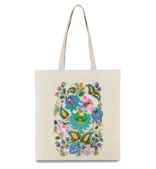 Эко-сумка Петриківський розпис Бежевый фото