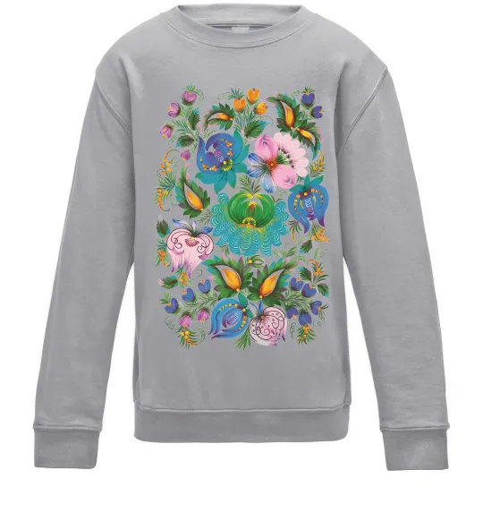 Детский Свитшот Петриківський розпис Серый меланж фото