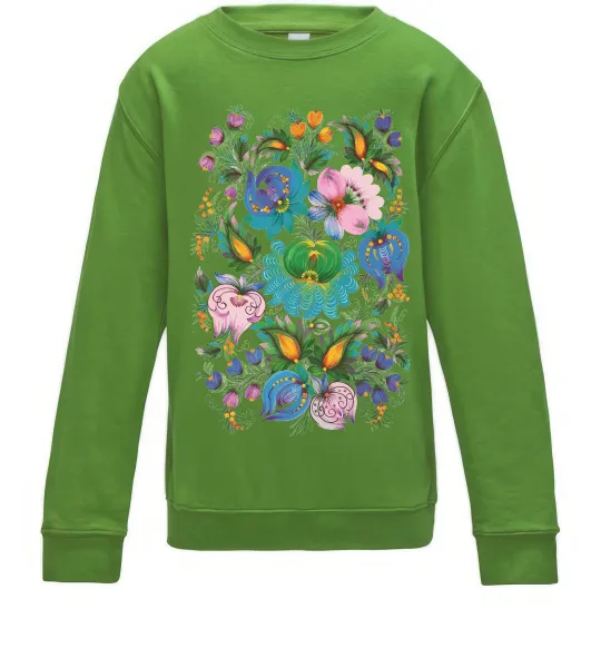 Детский Свитшот Петриківський розпис Лаймовый фото