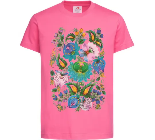 Детская футболка Петриківський розпис Ярко-розовый фото