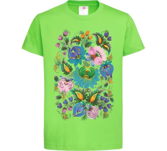 Детская футболка Петриківський розпис Лаймовый фото