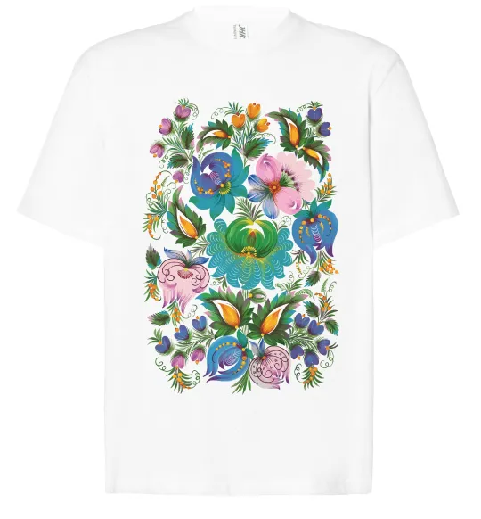 Футболка Оверсайз Петриківський розпис Белый фото