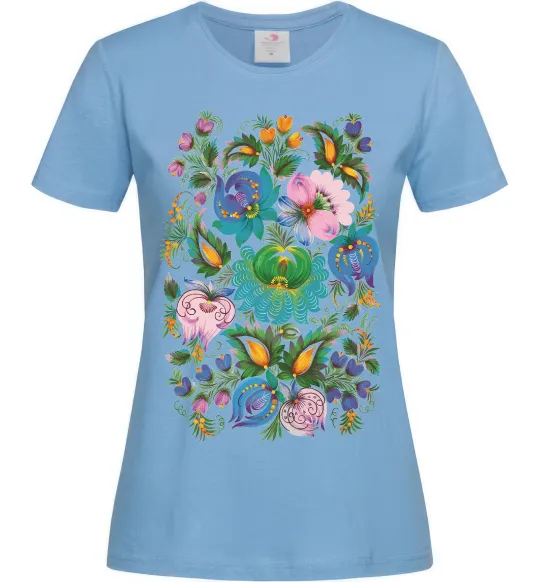 Женская футболка Петриківський розпис Голубой фото